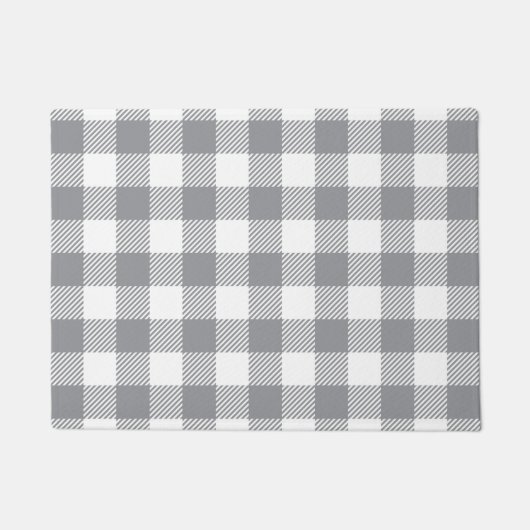 Paillasson Plaid de Buffalo - blanc et gris (Devant)