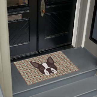 Paillasson Plaid de tartan de chiot de Boston Terrier