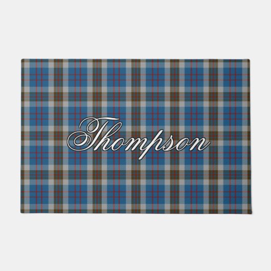 Paillasson Plaid de tartan écossais de gris bleu de Thompson (Devant)