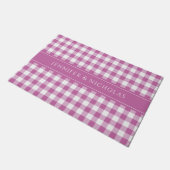 Paillasson Plaid Gingham Moderne Rose Nom (Incliné)