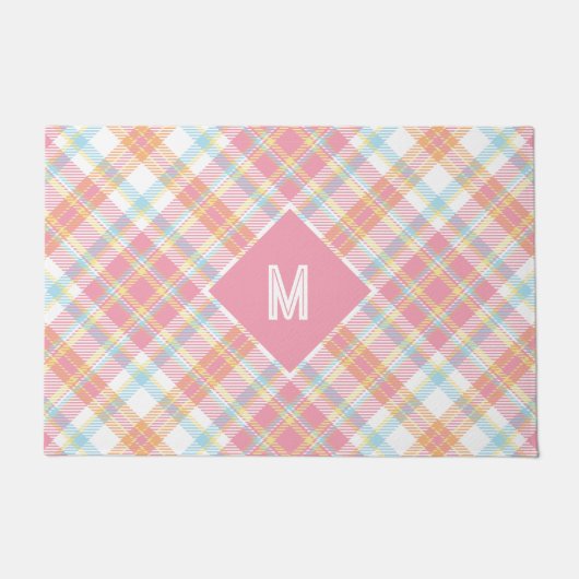 Paillasson Plaid Monogramme personnalisé / Motif Tartan (Devant)