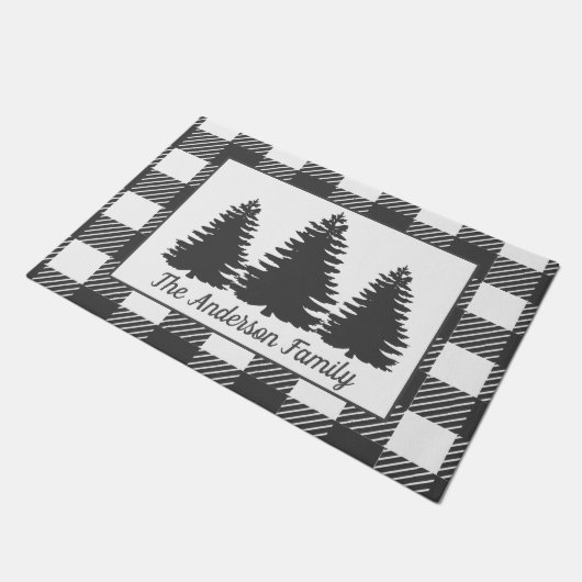 Paillasson Plaid Rustic Forest Trees & Buffalo Check (Incliné)