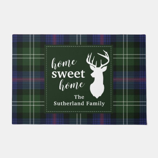 Paillasson Plaid Sweet Home Sutherland Tartan Personnalisé (Devant)