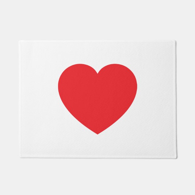 Paillasson Plain Modern White Red Love Heart Graphic (Devant)