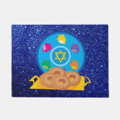 Paillasson Plaque Hanoukka avec Parties scintillant Dreidels  (Devant)