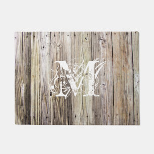 Paillasson Plaques en bois rustique avec Monogramme Chic Shab