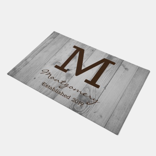 Paillasson Plaques en bois rustique Gris Gris Personnalisées (Incliné)