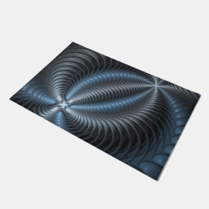 Paillasson Plastique bleu gris 3D Fractal Art moderne Abstrai