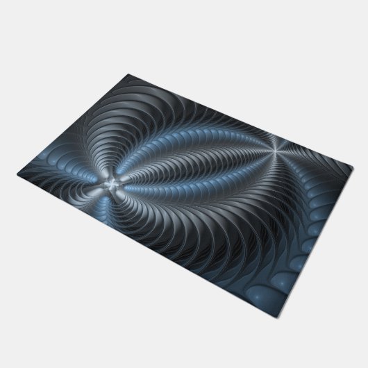 Paillasson Plastique bleu gris 3D Fractal Art moderne Abstrai (Incliné)