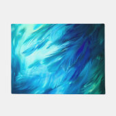 Paillasson Plume Abstrait Bleu Vert (Devant)