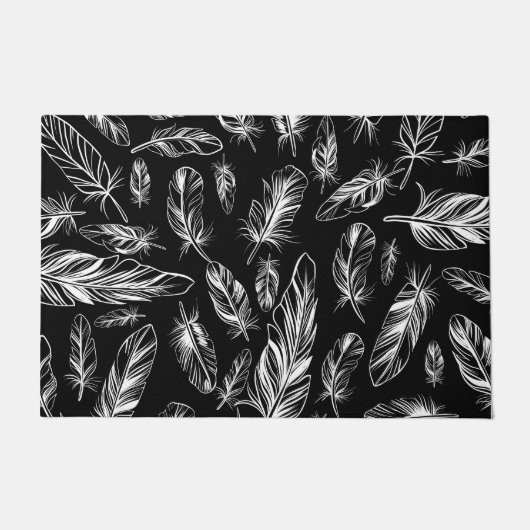 Paillasson Plumes noires et blanches (Devant)