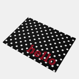 Paillasson Point de polka rouge et blanc noir