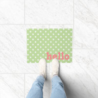 Point vert Mint Coral rose et blanc Polka