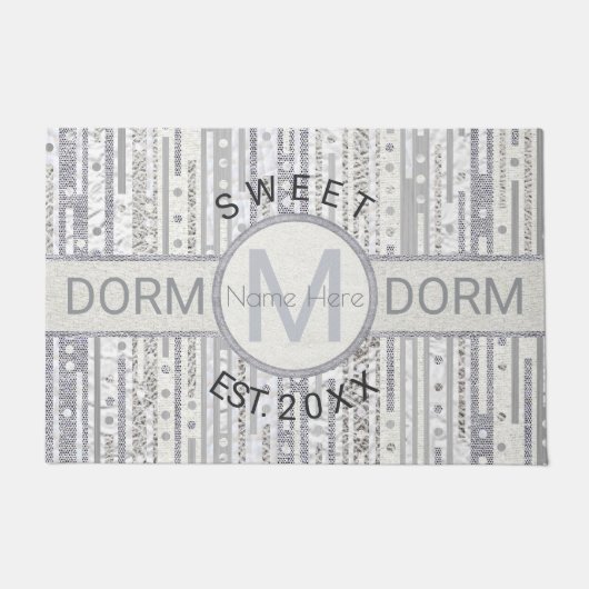 Paillasson Points Argent Blanc Funny Dorm Sweet Dorm (Devant)