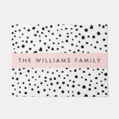 Paillasson Points dalmatiens, Spots, Noir et Blanc, Votre nom (Devant)