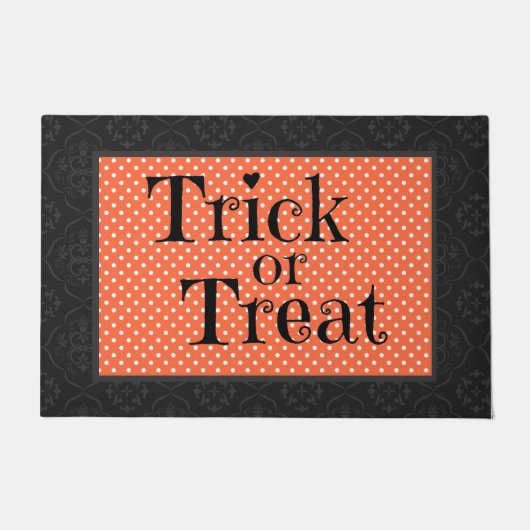 Paillasson Points noirs et oranges Fun Trick ou Treat (Devant)