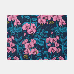 Paillasson Pois doux et bourdons, rose et bleu