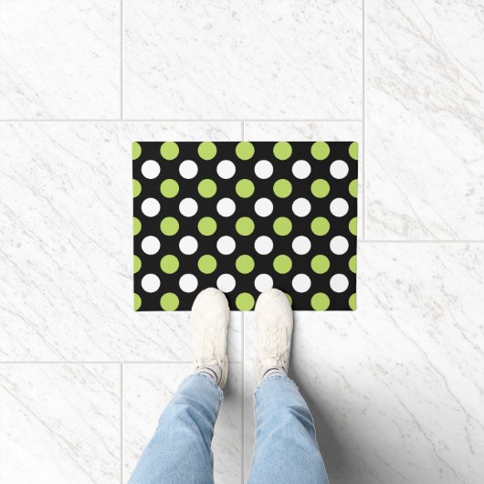 Paillasson Pois, Motif à points Polka, Vert, Noir (Intérieur)