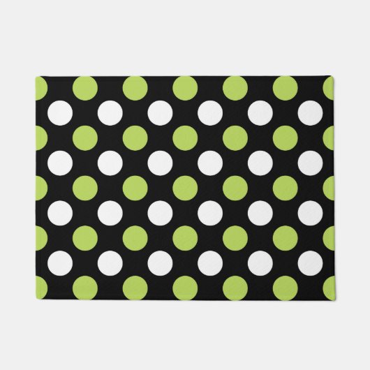 Paillasson Pois, Motif à points Polka, Vert, Noir (Devant)