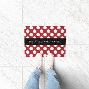 Paillasson Pois Rouges, Motif Polka Dot, Votre Nom