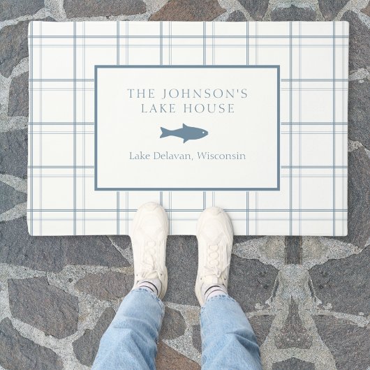 Paillasson Poisson Bleu de la Maison de Lac Plaid Classable