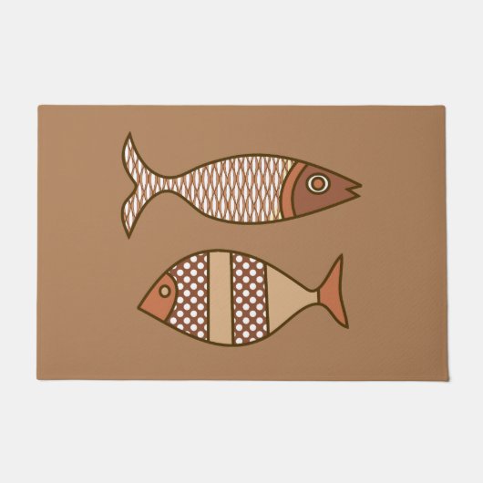Paillasson Poisson moderne rétro, Tan, Beige et Brown clair (Devant)