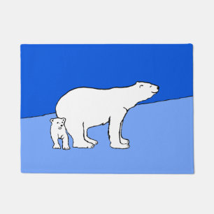Paillasson Polar Bear Mom and Cub Peinture - Wildlife Art