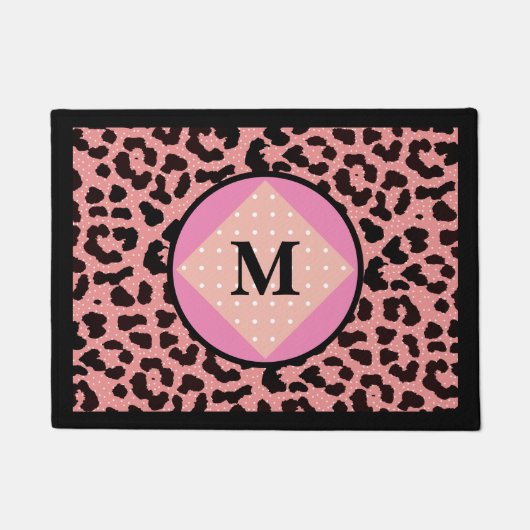 Paillasson Pôle Monogramme Empreinte de léopard Personnalisé (Devant)