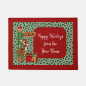 Paillasson Pôle Nord Reindeer Noël Vacances Personnalisées (Devant)