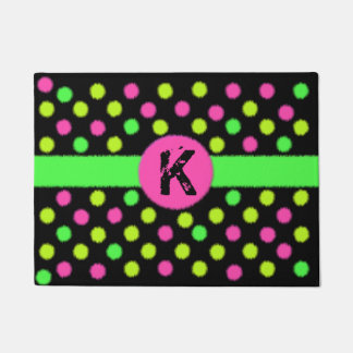Paillasson Polka couleur brillante Pot Monogramme Porte Mat