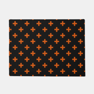 Paillasson Polka orange croise sur noir