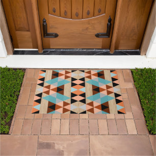 Paillasson Polygone Carré Triangles Wood Tribal Mosaic Art