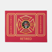 Paillasson Pompier Retraité Lieutenant Custom Door Mat (Devant)