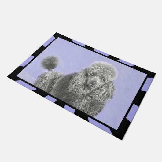 Paillasson Poodé Jouet miniature Argent gris bleu Chien Art (Incliné)