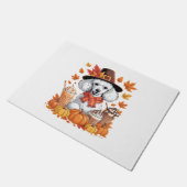 Paillasson Poodle Thanksgiving Boissons Café Automne Feuilles (Incliné)