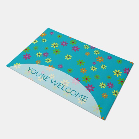 Paillasson Pop art Flowers seamless pattern + your ideas (Incliné)