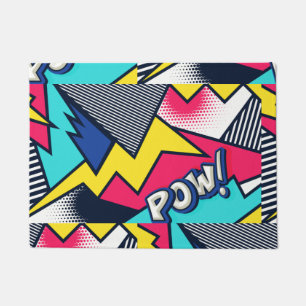 Paillasson Pop art pow ! Pattern à Magenta, Blue et Black