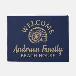 Paillasson Port vintage Shell Custom Beach House Navy