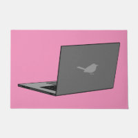 Portable gris avec logo d'oiseau