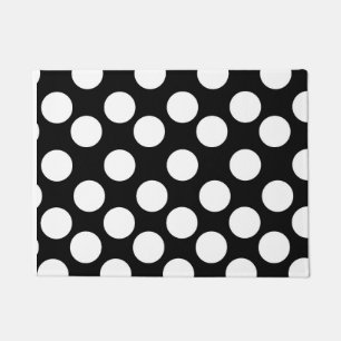 Paillasson Porte à points Polka noir et blanc