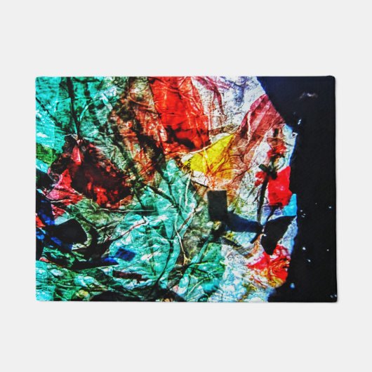 Paillasson Porte abstrait bleu foncé ma, Abstraite maison (Devant)