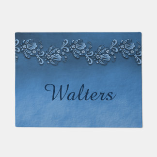 Paillasson Porte bleu floral sur mesure