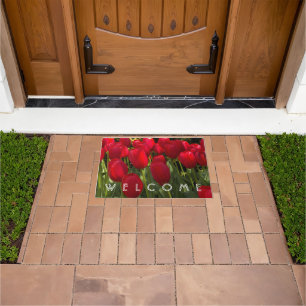 Paillasson Porte d'accueil florale des Tulipes rouges
