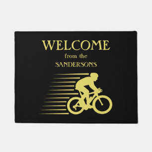 Paillasson Porte d'accueil Gold Silhouette Bicyclist