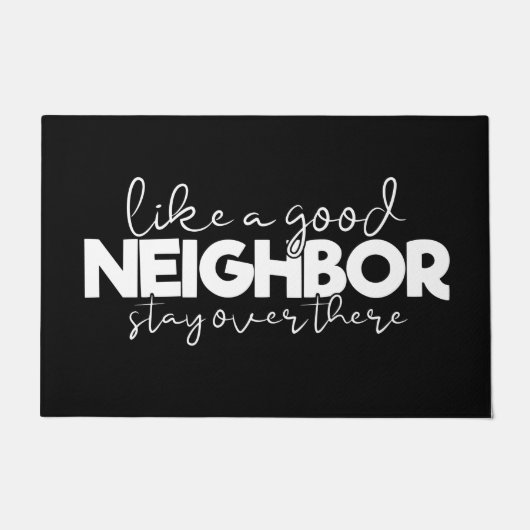 Paillasson Porte D'Accueil Mat Comme Un Bon Voisin Noir Blanc (Devant)