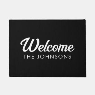 Paillasson Porte d'accueil personnalisée moderne Blanc noir