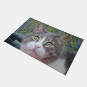 Paillasson Porte de chat blanc gris (Incliné)