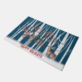 Paillasson Porte de Noël Cerf Et Chouette Neige (Incliné)