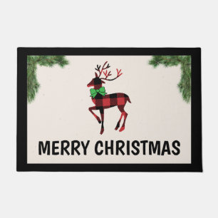 Paillasson Porte de Noël de Buffalo Plaid Deer
