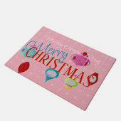 Paillasson Porte de Noël rose rétro (Incliné)